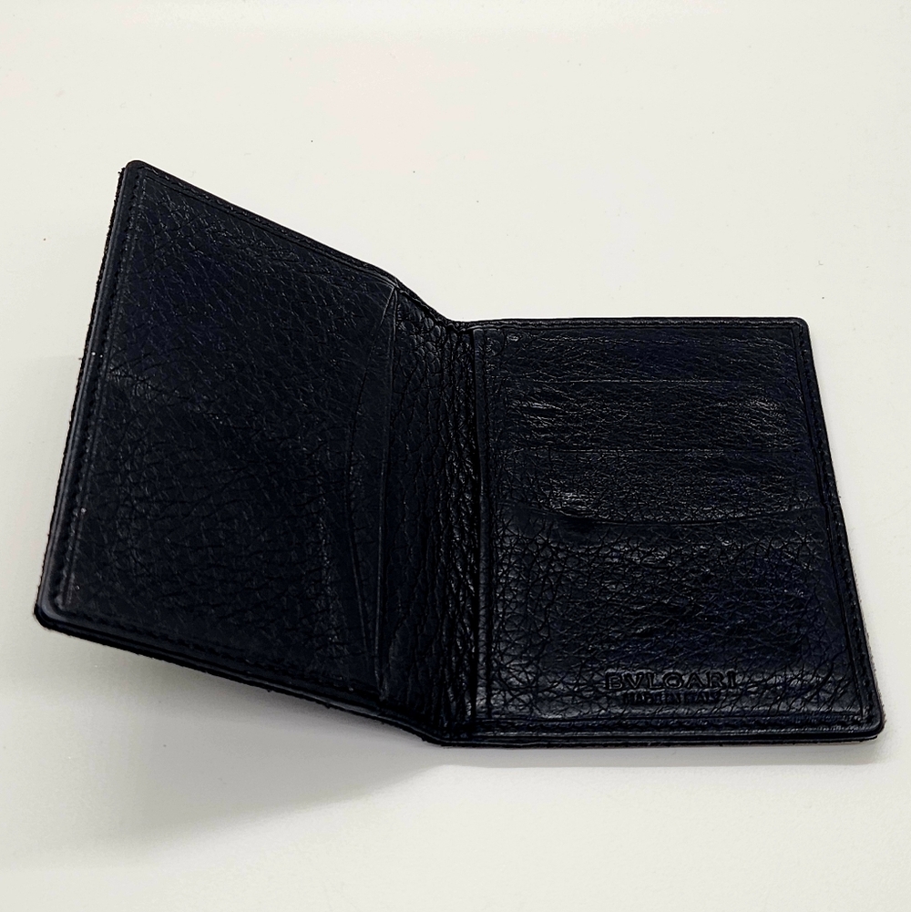 BVLGARI Logomania Canvas Leather Compact Bifold Wallet Cardholder - Picture 5 of 7